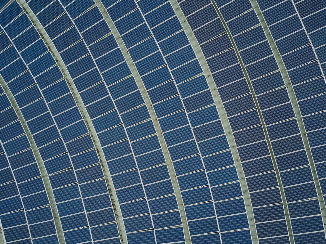 blue solar panel lot