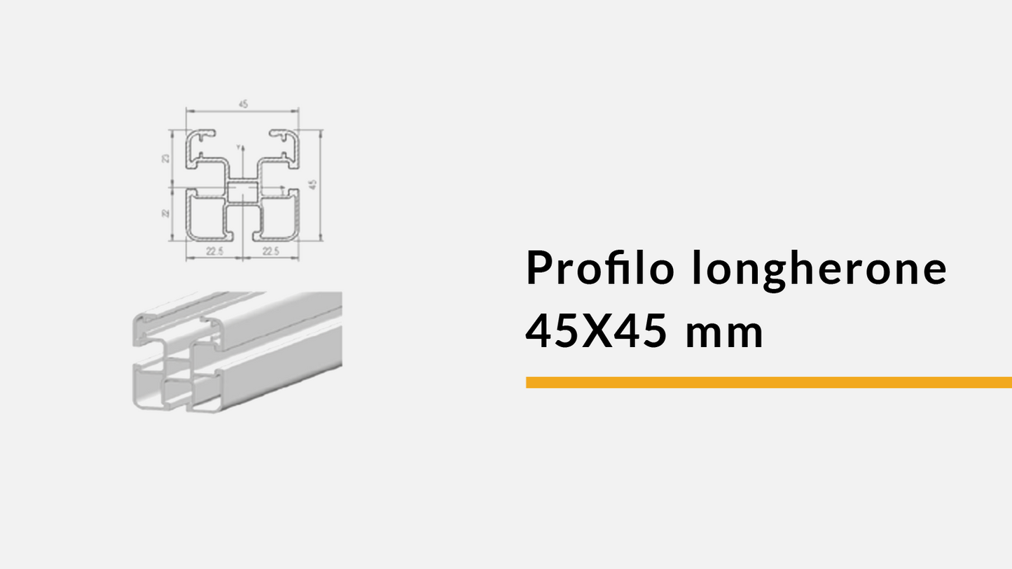 Profilo longherone 45X45 mm - 6,30 m